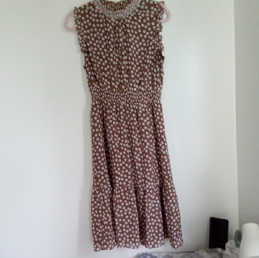 J. Crew Tan Polka Dot Dress